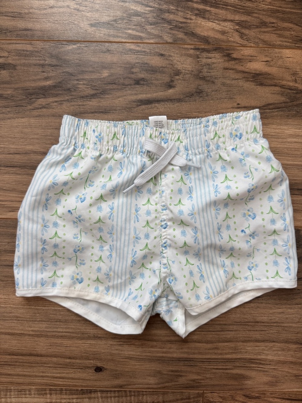 Edgehill Collection: White and Blue Floral & Stripe Swim Shorts